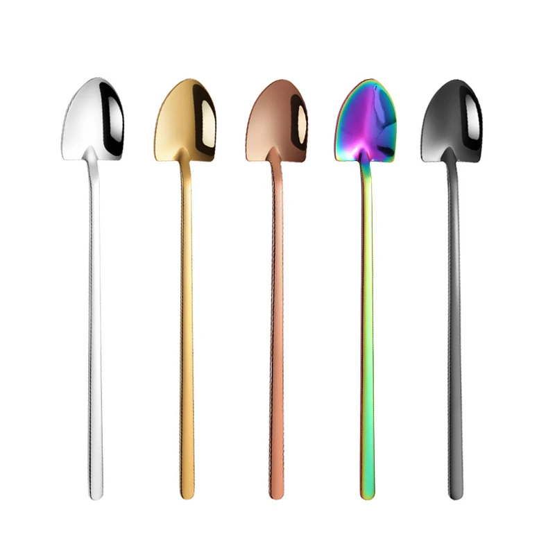 Wholesale Stainless Steel Cutlery Tea And Coffee Gold Spoon Ice Cream Scoop Mixing Long Handle Spoons