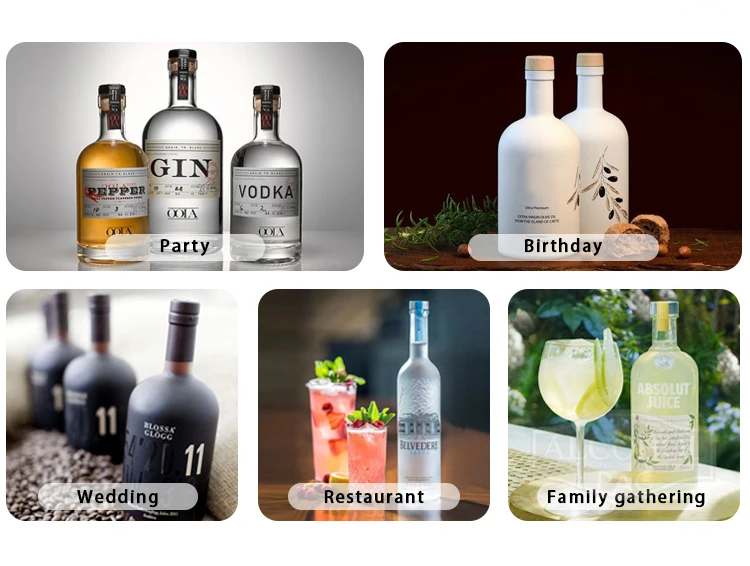 High Quality Transparent Skull Glass Bottle with Wooden Stopper Frost Finish for Whiskey Vodka Brandy Packaging Screw Cap Seal