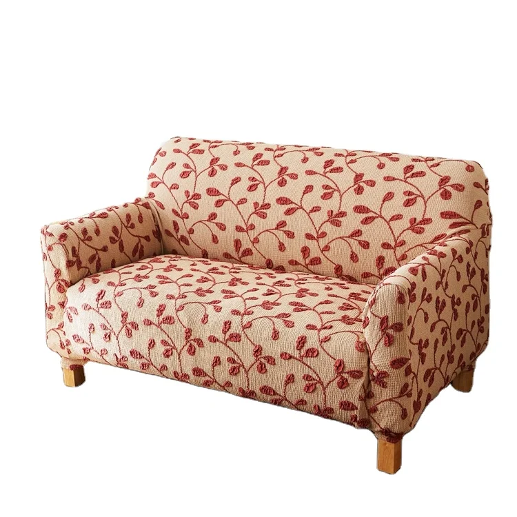 
Custom Jacquard Leaves Pattern Sofa Cover Quality Stretch Sofa Covers Slipcover Pink Green For Home Decoration 