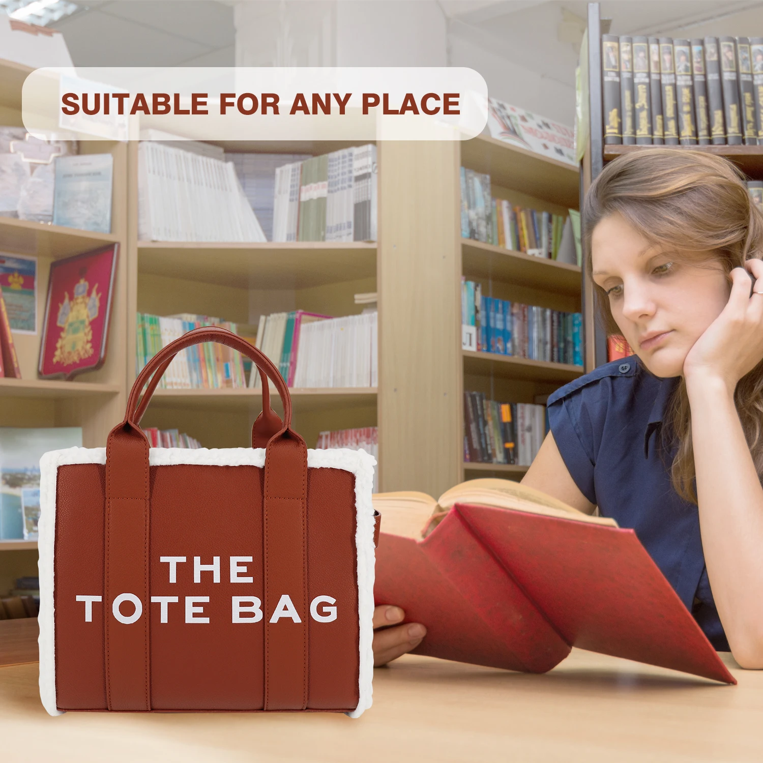 PU leather Teddy handbag winter woven Teddy Tote Shoulder tote bag