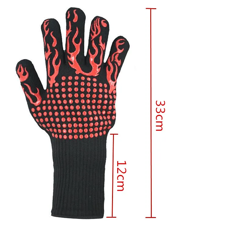 Non-slip Double Print Silicon Grip BBQ Kitchen Microwave Oven Grill Glove Mitt Set Heat Resistant Gloves.