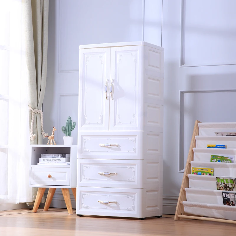 Bedroom Furniture Mutli-layers Kids Cupboard Chest of Drawers Hanging Storage Drawers Plastic Cabinet for Clothes Baby Wardrobe