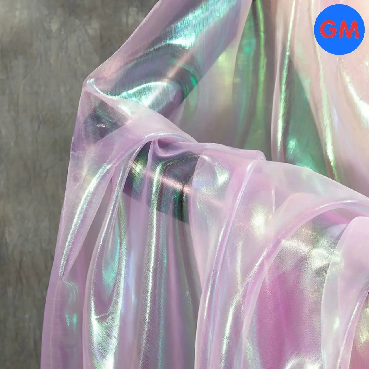 Guangmang Cloth silk Organza satin 100%polyester Magic Rainbow Laser Gradient Organza Fabric