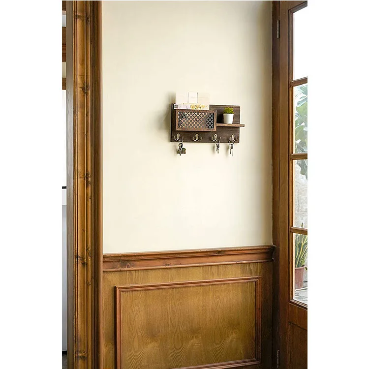 rustic style Wall mounted mail folder Key storage Home Furnishing  wooden key and mail holder