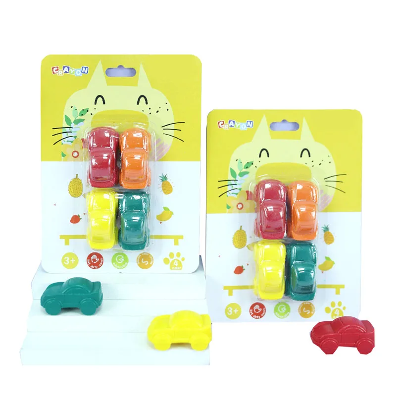 Factory price 3D Creative Erasable Crayon custom cute car animals shape No Dirty Hand Plastic Crayons For Children