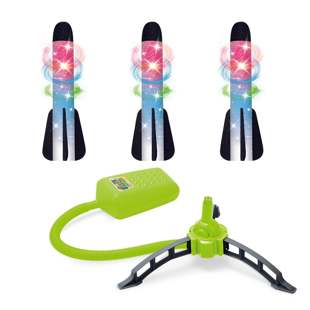 AOJIE Light Up Stomp Rocket Original Ultra Rocket Launcher With 3 Foam Rockets Fun Outdoor Toy and Gift for Boys Girls