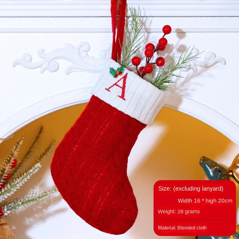 Christmas Embroidered Letter Knitted Socks Christmas Socks Wholesale Red Green White Christmas Tree Pendant for Winter Season