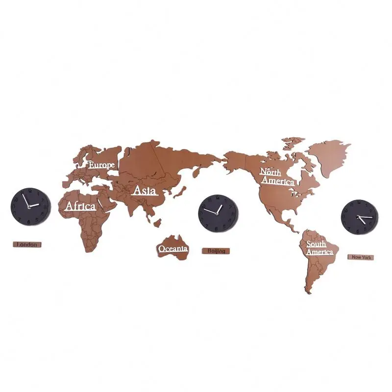 Amazon Hot Selling 3D Wooden World Map For Wall