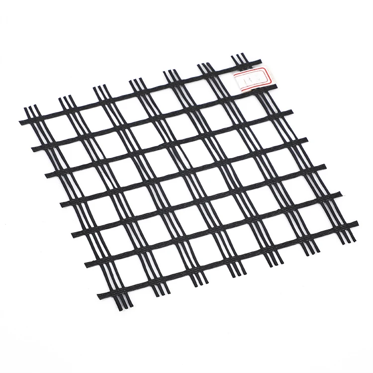 china best price tensile strength 10kn-100kn PET black fiberglass geogrid for road construction