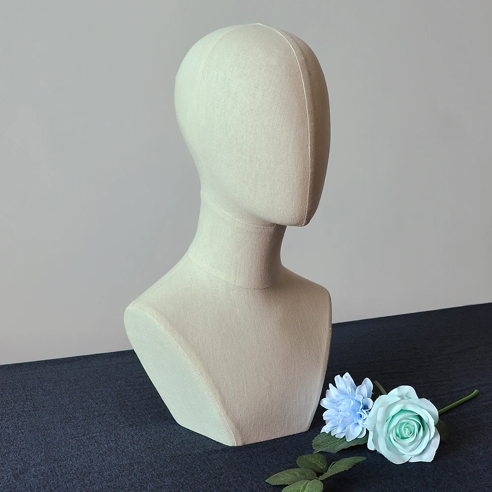 Pin Foam Styrofoam Mannequin Head Canvas Linen Fabric Cover Training Mannequin Head Pin for Wigs