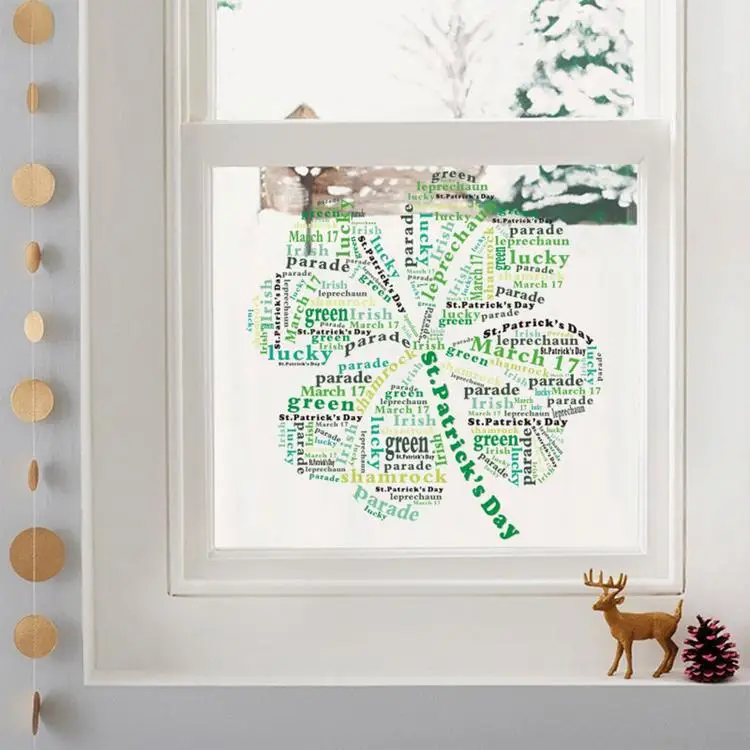 
St Patricks Day Wall Stickers Living room window fridge magnet Shamrock Clover Window Clings Decal 