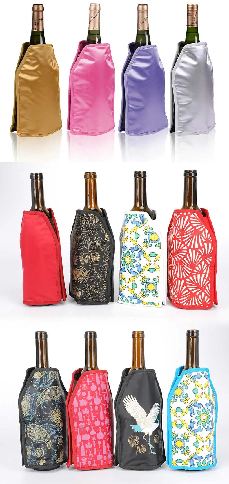 2024 Best Selling Products Custom Reusable Nylon Gel Wine Bottle Cooler Sleeve