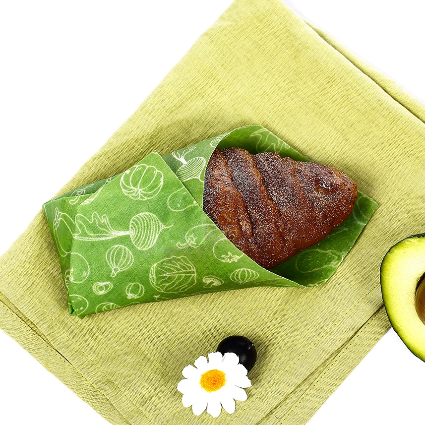 
3 packed Eco-friendly sustainable washable GOTS certified organic cotton reusable pure beeswax wrapper green food wrap package 