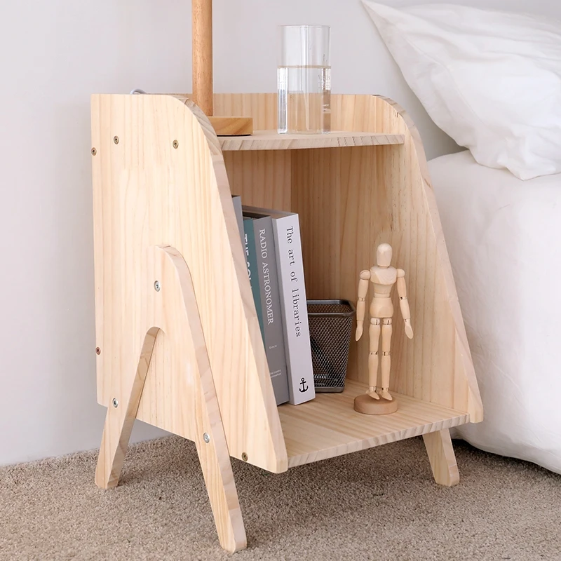 Modern Chic Minimalist Wooden Bedroom Nightstand children bedside table