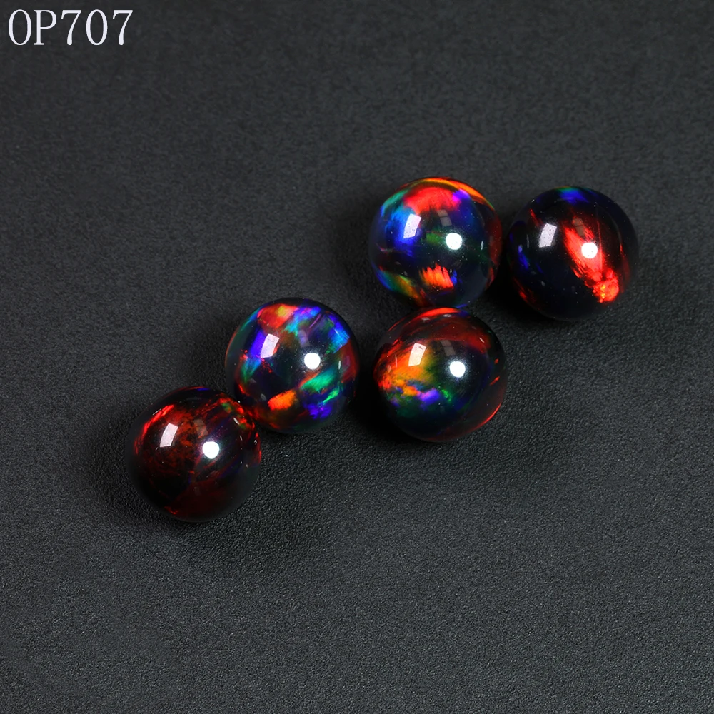 Wholesale Kyocera Lab Created Resin Free Galaxy Loose Opal Stone Ball Cut Green Fire Synthetic Heat Resistant Gilson Opal Beads