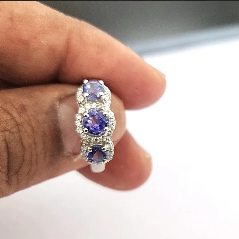 Classic Genuine Gemstone Shining Tanzanite Gemstone in 925 Sterling Silver Ring for Ladies Silver Jewelry Made in India Jewelry