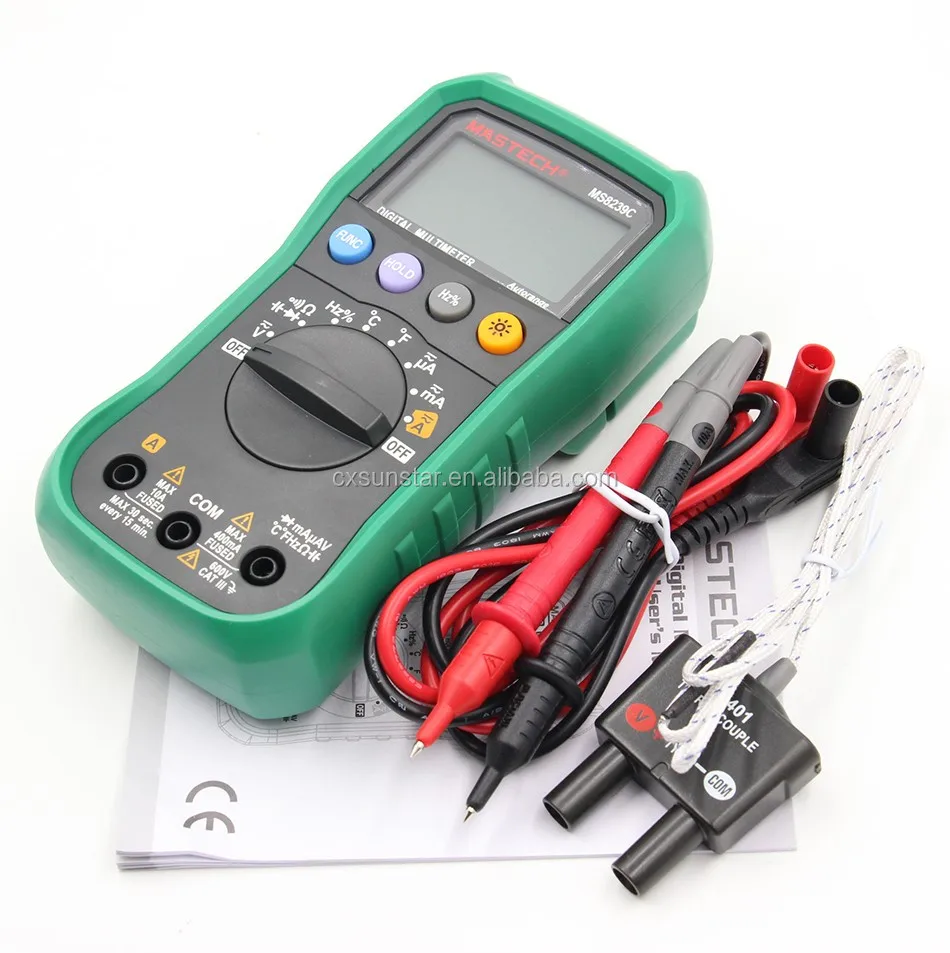 MS8239C Digital Multimeter Auto Range AC Voltmeter Ammeter Temperature Tester 600V 4000 Counts LCD Backlight