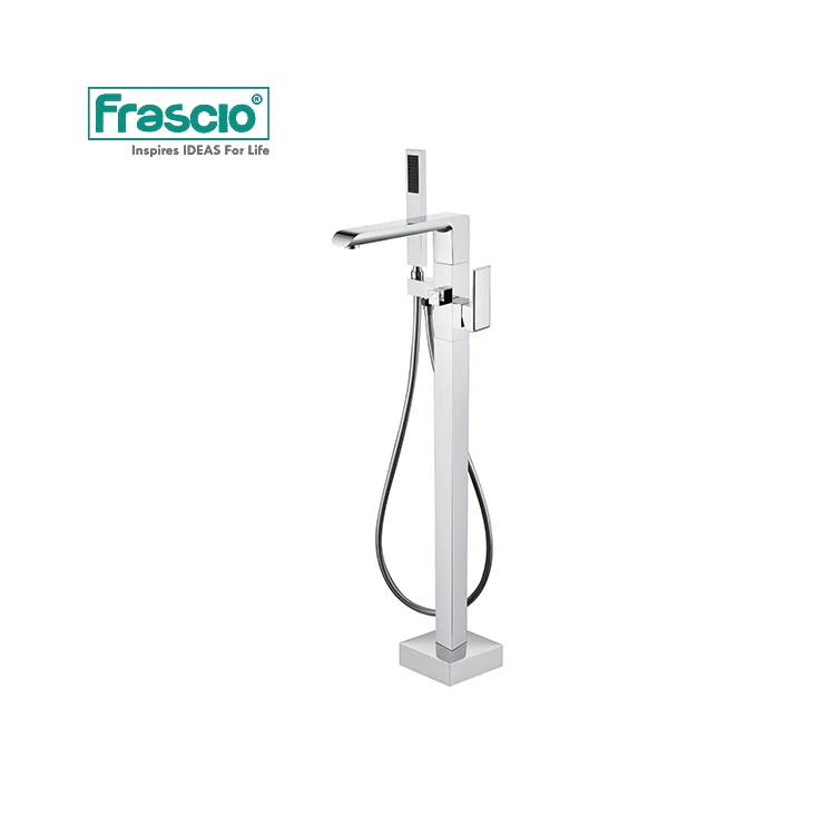 Frascio New Design Floor Stand Bathroom Faucet Mixer For Hotel Bathtub In Chrome Square Shape Bathroom Faucets Manufacturer