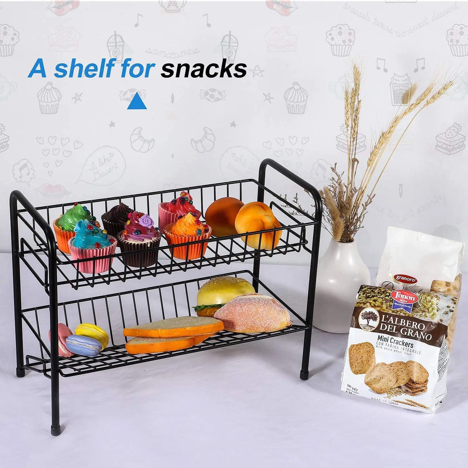 Fruit And Vegetable Storage Basket 2 Tier Fruit And Vegetable Display Stand For Kitchen Countertop