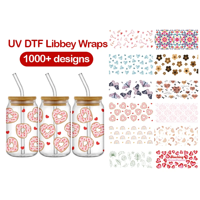 Custom Factoroy Wholesale Waterproof Printing Logo Wrap 3D Label Decals Glass Cup UV DTF Transfer Stickers For Can