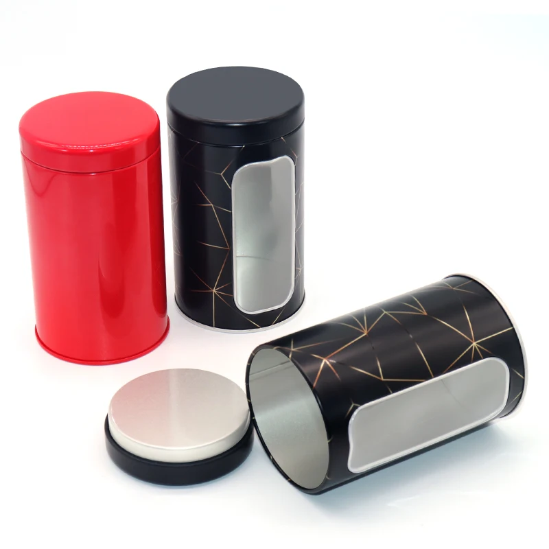 round color tea tins 4 oz airtight food grade Matcha powder tin cans coffee tin with degassing valve
