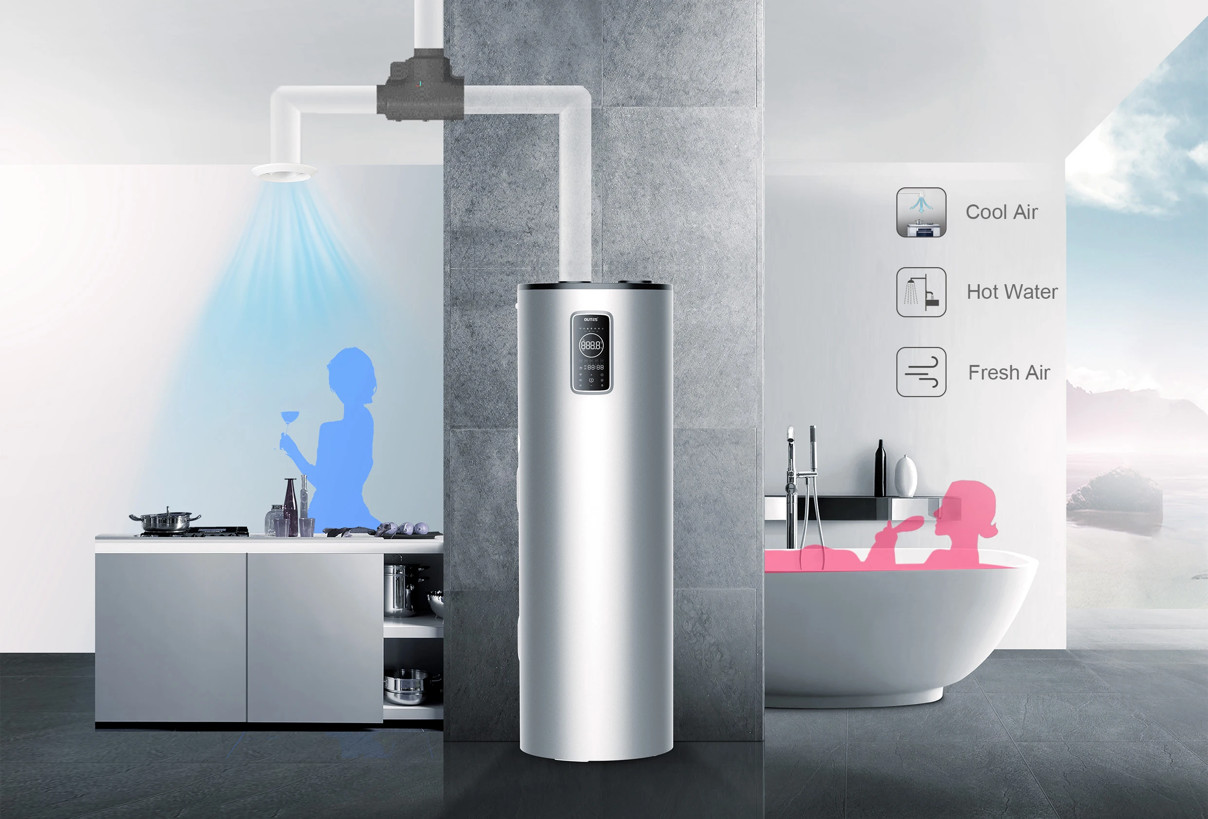 OUTES 	monoblock heat pump high temperature heat pump all in one air source heat pump water