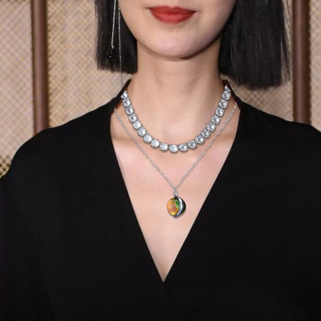 Animal Pendant Silvery 20MM Glass Ball Jewelry  Men Women Clavicular hain Lion Tiger Pendant Necklace