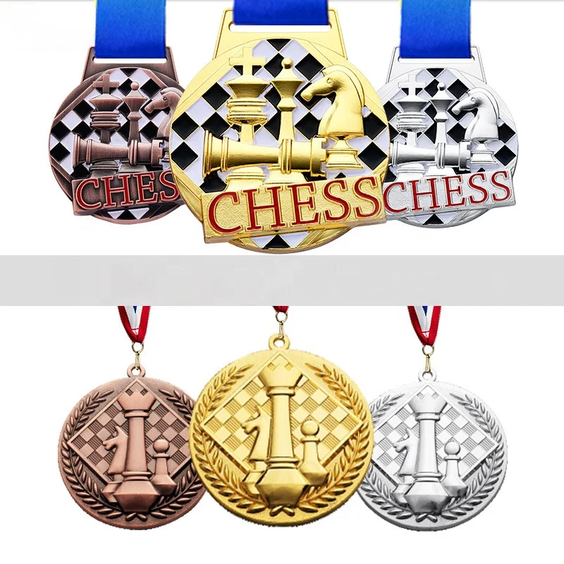 China Medal Factory Cheap Price international word chess gold medals 3d for chess players