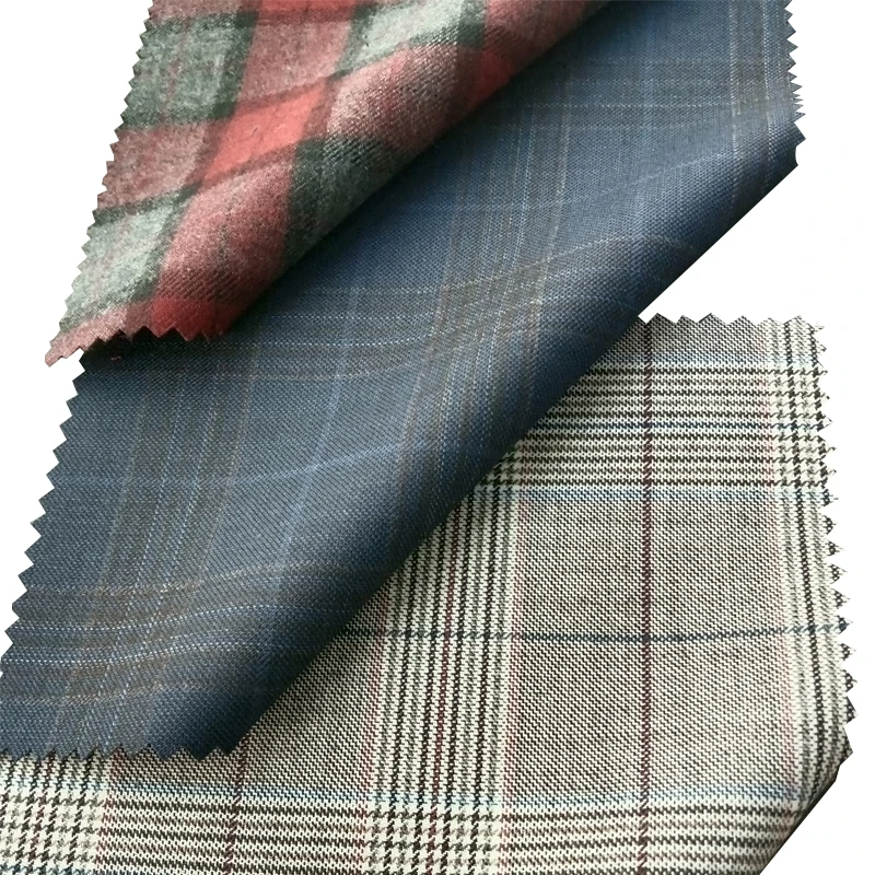 70%Wool 30%Polyester Suiting Fabrics Yarn Dyed Stretch Suit Fabric Man Blue White Plaid Blazer Fabric