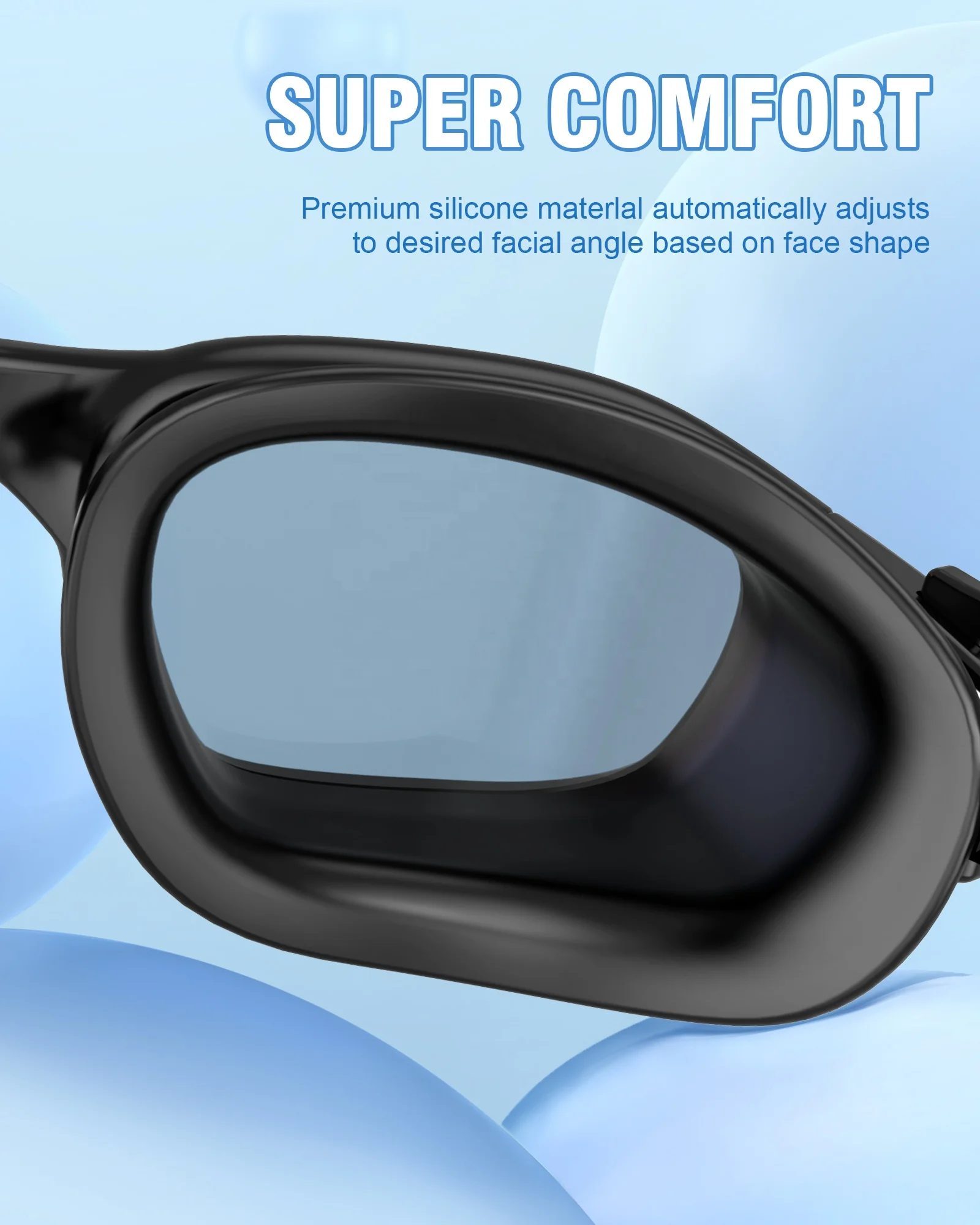 Fashionable Sports Flexible Nose Bridge Swimming Goggles UV Protection Layer Adjustable Non-Slip Silicone Strap Swim Goggles