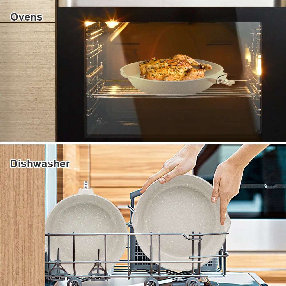 SANLANG High Quality Breakfast Healthy Removable Handle Frying Pan Non Stick Induction Deep Oil Frying Pan