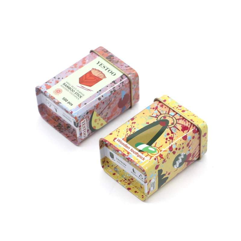 Factory custom stock wholesale ODM OEM rectangular color printing toothpick box metal storage box packaging tin box