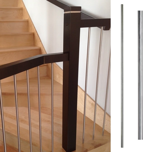 OUYA Interior Wooden Staircase Stainless Steel Railing Balusters for Sale