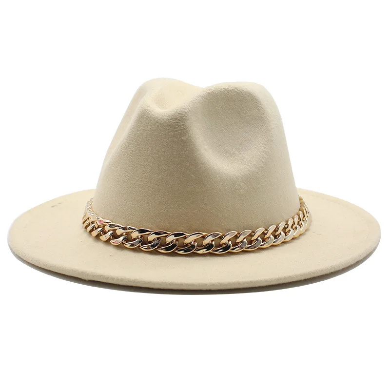 
new design fedora hat with 2.5cm width chain handmade 