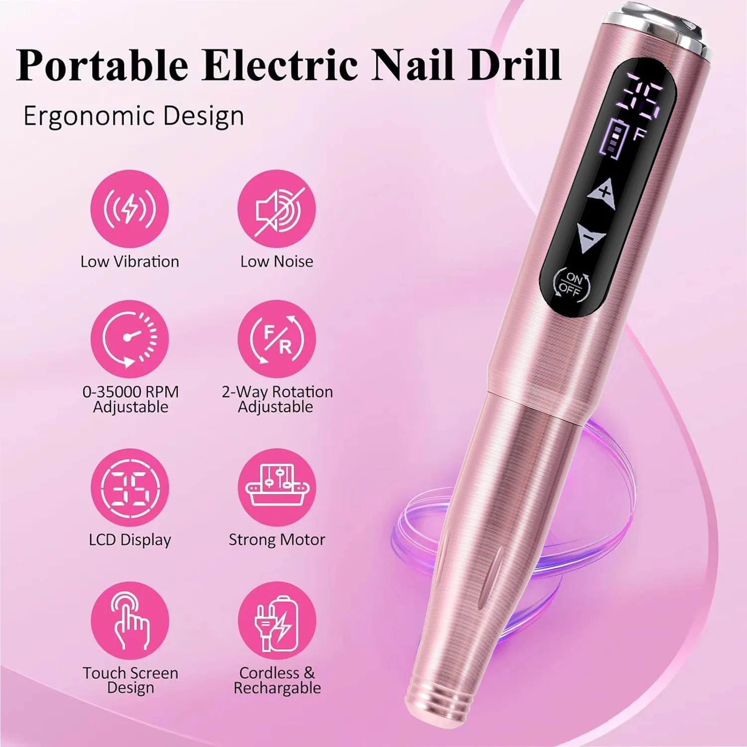 2024 New Touch Screen Electric charging Nail Polishing Pen 35000 RPM nail drill pen