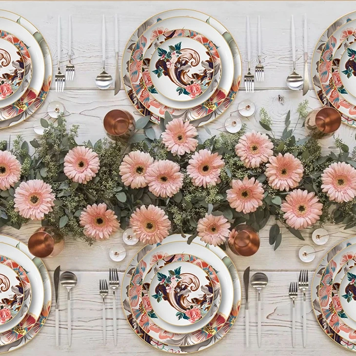 Керамическая обеденная тарелка с цветочным узором, 10 дюймов, китайские столовые сервизы