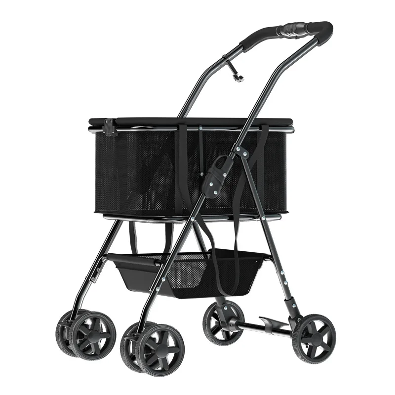 New Double Decker folding cart lightduty  Shopping cart with Storage Crate