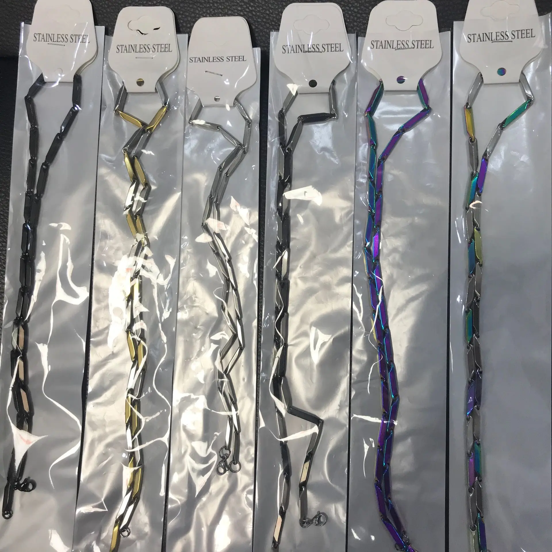 2021 newdesign multi color bamboo chain stainless steel jewelry trendy necklace