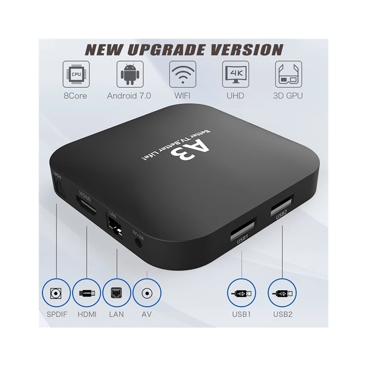 Прямая продажа с фабрики подписка iptv Онлайн android tv box качеством A3 TV BOX HD 1080P 4K HDR WiFi 2 4G четкий и стабильный