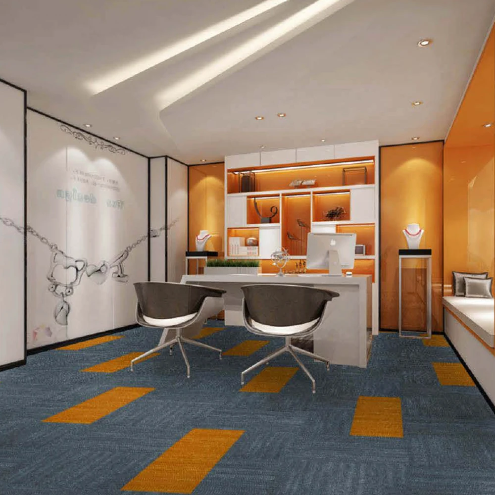 High Quality Modern Wrinkle Polypropylene Acoustic Floor Carpet tiles Fabric Tufting pvc back Carpet Squares Tiles