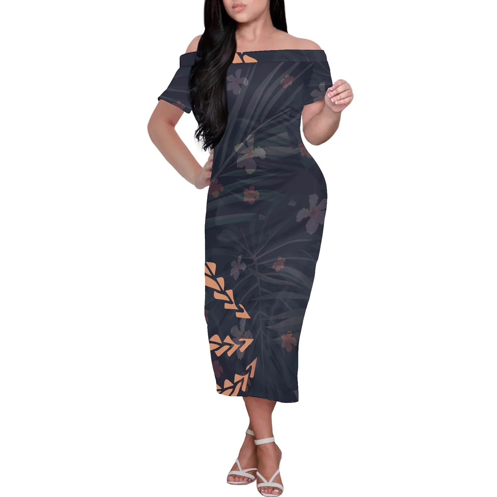2022 polynesian dress women fashion off the shoulder maxi long dress online shoe wholesale in bluk private label women dresses