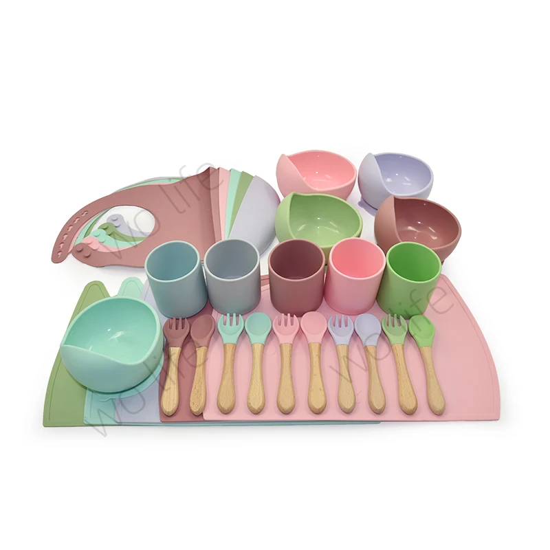 Online Wholesale Hot Selling Standard 100% Food Grade Silicone Suction Baby Dinner Bowl Feeding Set