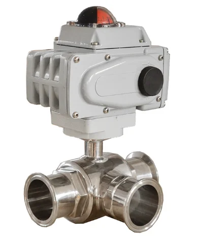 Manufacturer 3A/DIN/SMS Sanitary 3 Way Ball Valve Stainless Steel pneumatic actuator ball valve