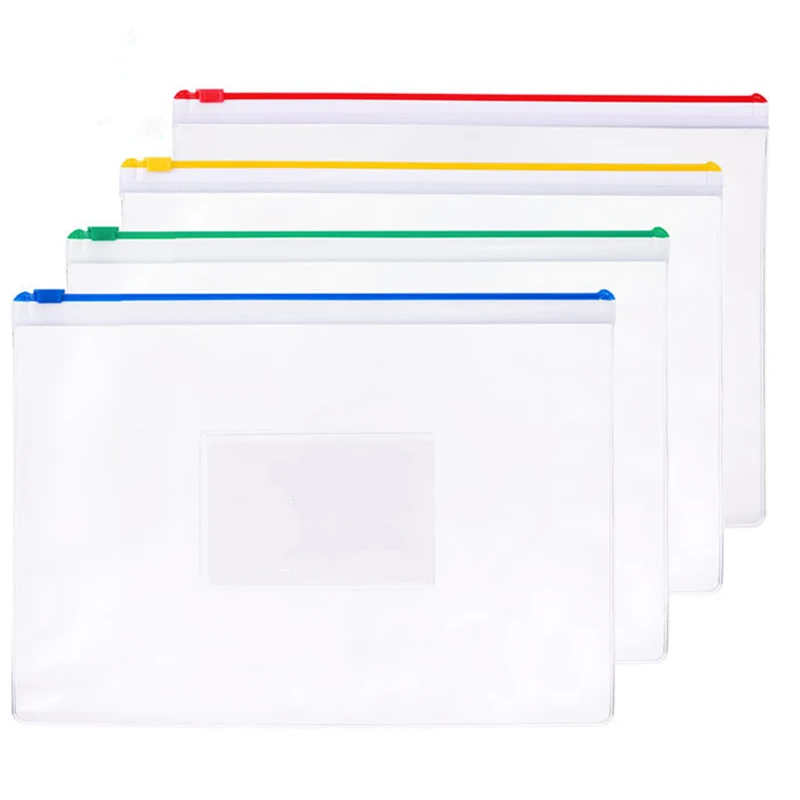 Clear Plastic Envelope Zip Closure Organizer A4