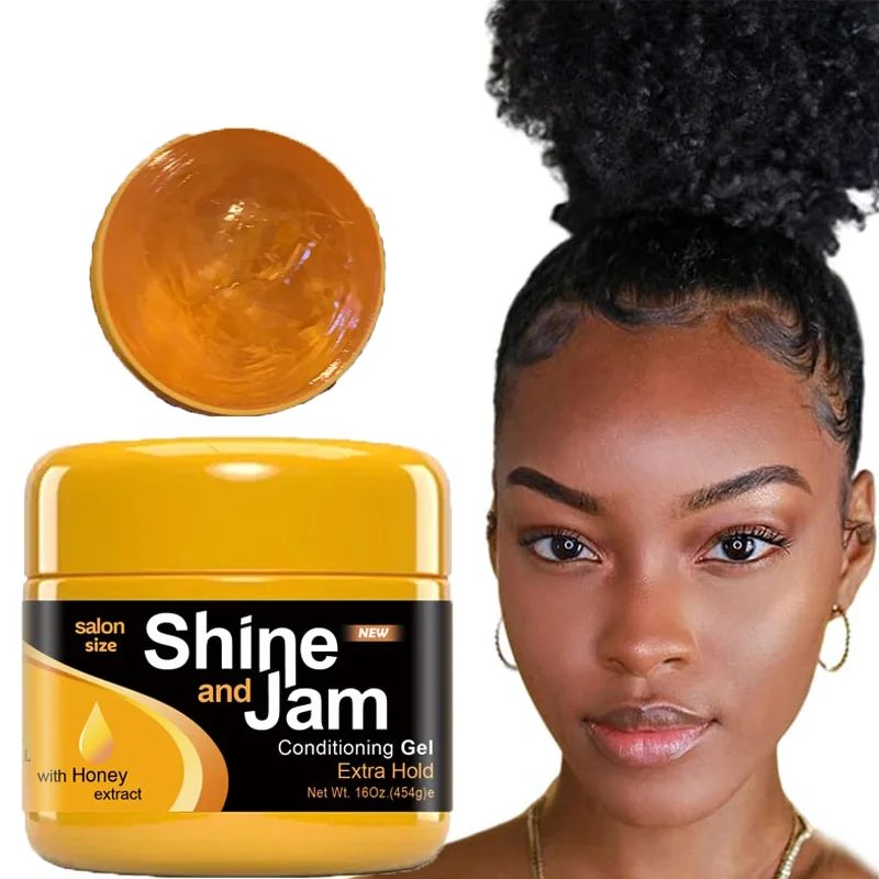 OEM Conditioning Gel 8oz Shine And Jam Hair Wax Gel Strong Hold Braid Edge Control Gel Hair Styling Wax