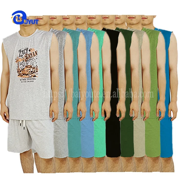 Color blank tank top and short in a set Sublimation men sleeveless T shirt& pants in set colors clothes for DTF Screen printing