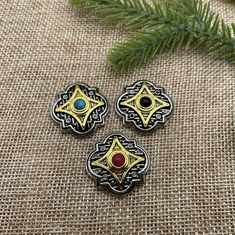 Wholesale turquoise screw back conchos for DIY metal casting leather accessories buttons