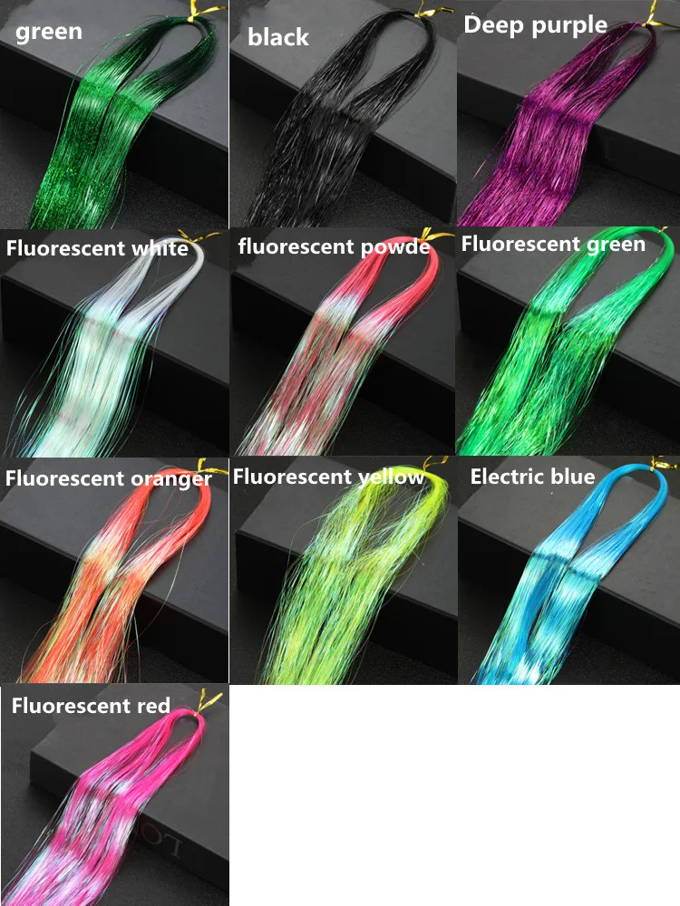 fujia 47 inch 16 Colors 3200 Strands Hair Tinsel 200 Pcs Silicone Buckles Crochet Hook Hair Ring Tip Mouth Clip Comb Hair Tinsel