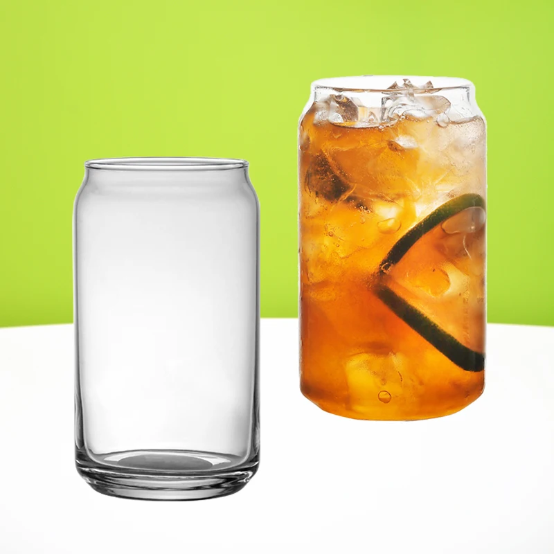 Ready to ship 12.5oz Can Shaped Glass Cups Beer Glasses for custom logo