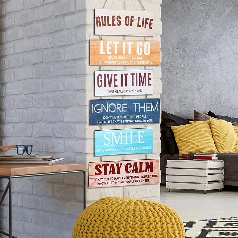 Rustic Wooden Sign Inspirational Wall Art Rules of Life Sayings Wall Decor Farmhouse Wooden Wall Signs Motivational Positive